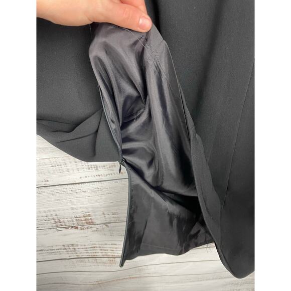 Vintage Drama Midi Skirt Black 8 Adjustable Slit USA Modest Minimalist Witchy - Picture 8 of 9